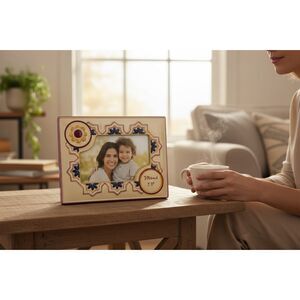 MEXICAN CERAMIC PICTURE FRAME FOLK ART HORIZONTAL 8X7